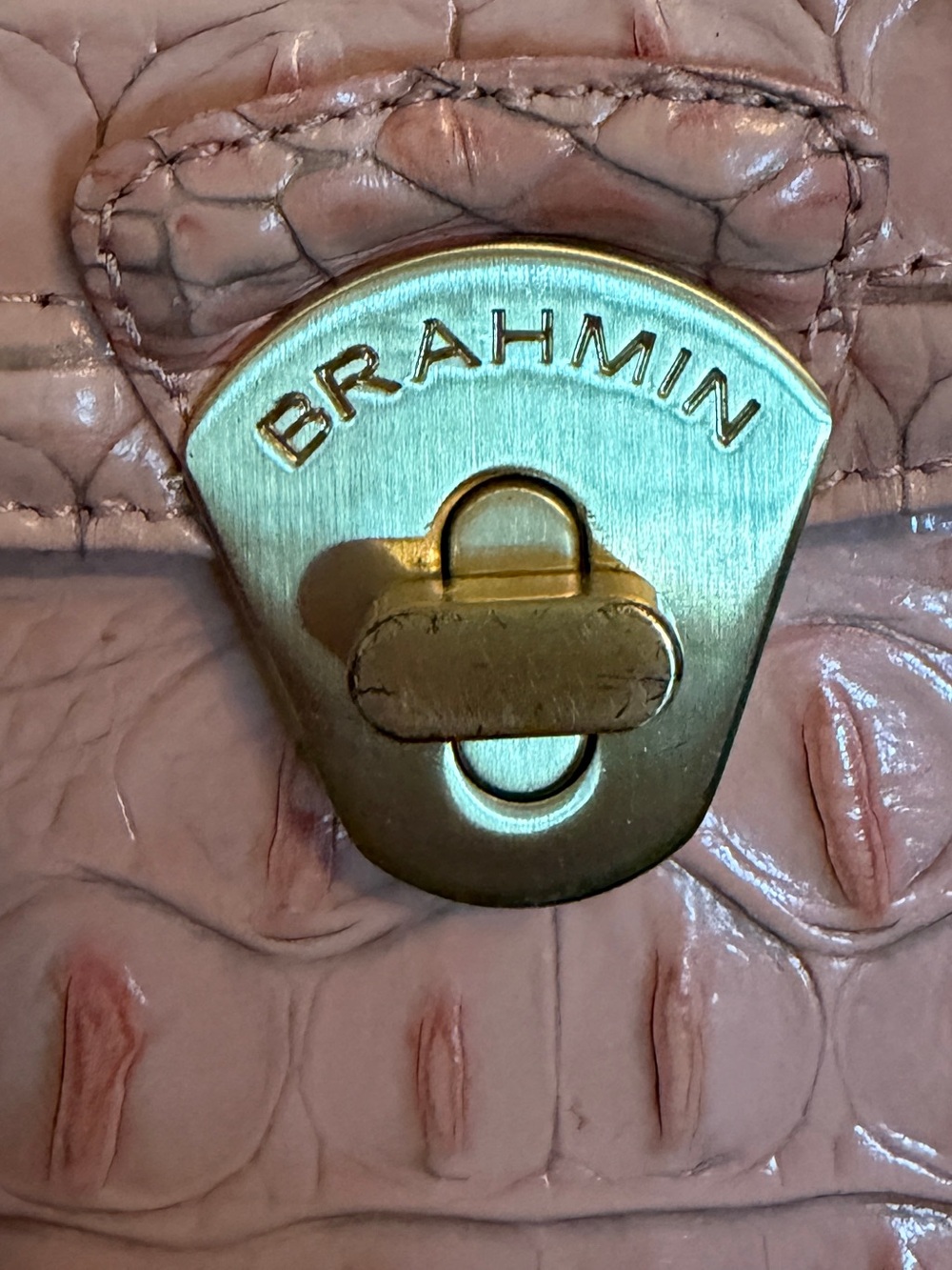 Brahmin Rose Pink Croc-Embossed Top-Handle Bag - Picture 3 of 12
